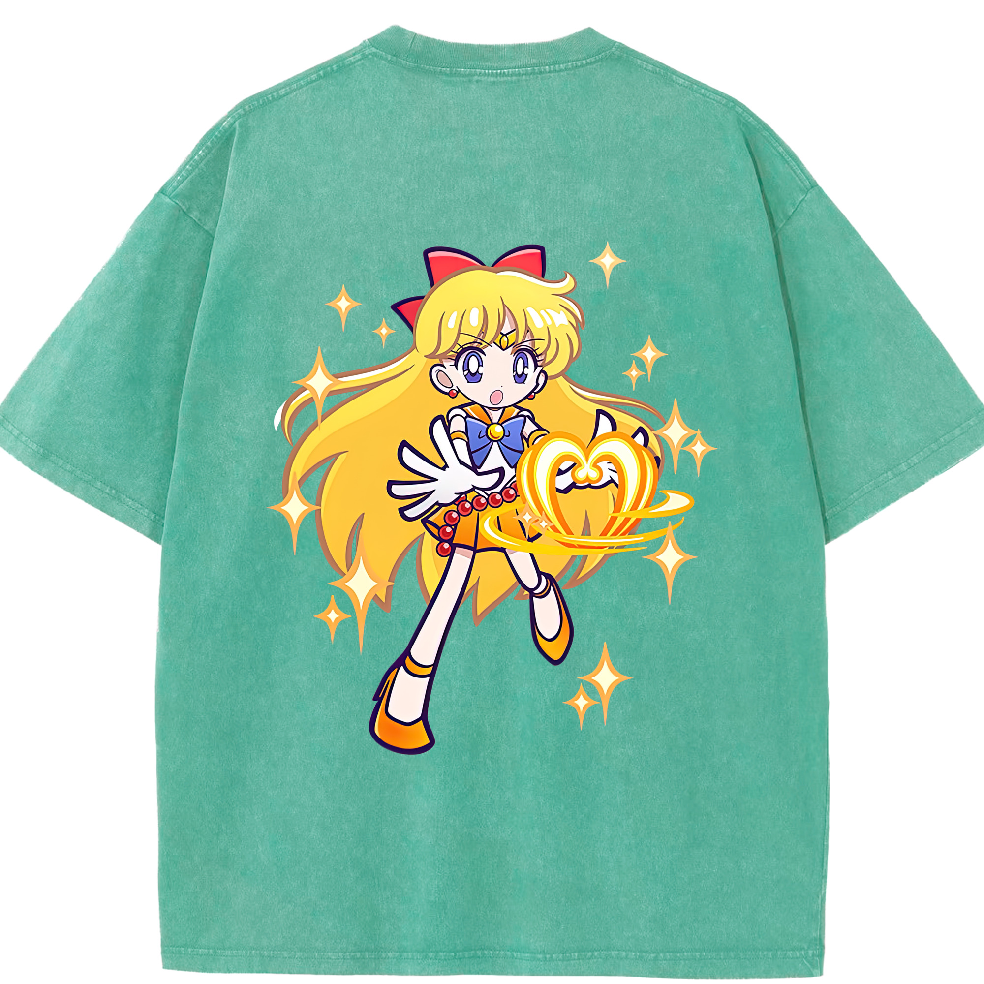 （画像用） 美少女戦士セーラームーン 愛野 美奈子 あいの みなこ Sailor Moon Aino Minako 綿100% ヴィンテージ風 半袖Tシャツ（背面プリント）